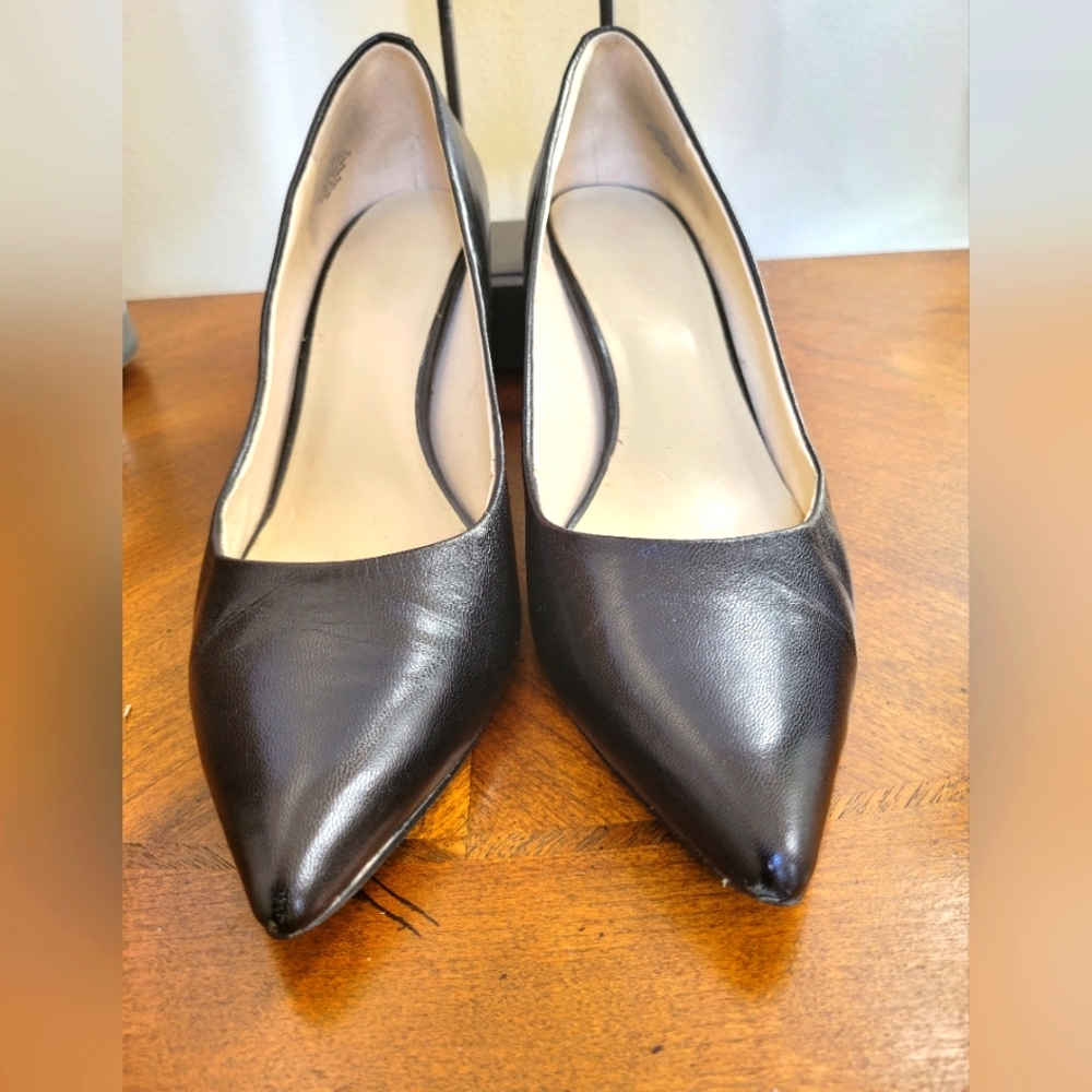 Nine West Womens Elise Leather Heels Black Size 8W